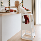 KINDER HOME Montessori Toranj, edukativna stolica sa crnom tablom i podesivom visinom, bela, za decu od 1-4 godine