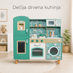 KINDER HOME Dečija drvena kuhinja – vintage stil sa elektronskim pločama za kuvanje, svetlima, zvucima i funkcionalnim dodacima