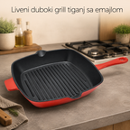 Liveni duboki grill tiganj sa emajlom