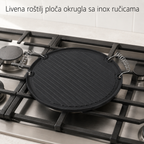 Livena roštilj ploča okrugla sa inox ručicama