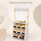 KINDER HOME Drvena dečija prodavnica i pozorište 2 u 1, za igranje uloga, sa kasom