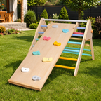 KINDER HOME Pikler trougao 2 u 1 Drvena penjalica i tobogan