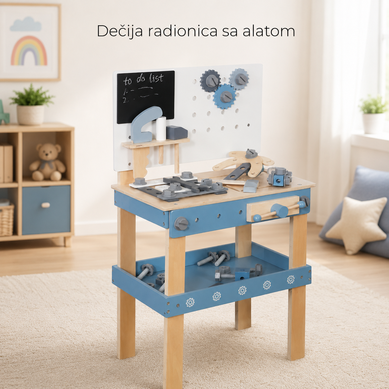 KINDER HOME Dečija drvena radionica sa alatima, plava