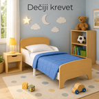 KINDER HOME Dečiji drveni krevet sa zaštitom i ramom za dušek 140/70 cm