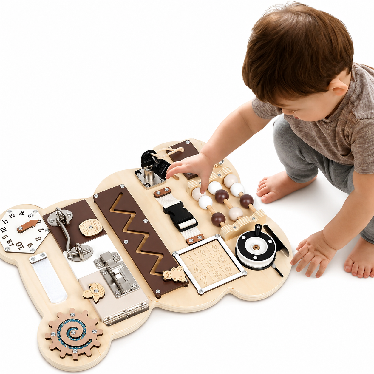 KINDER HOME Montesori drvena tabla za motoriku Medved
