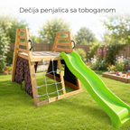 KINDER HOME Dečiji drveni tobogan sa penjalicom za dvorište, 285×152×123 cm