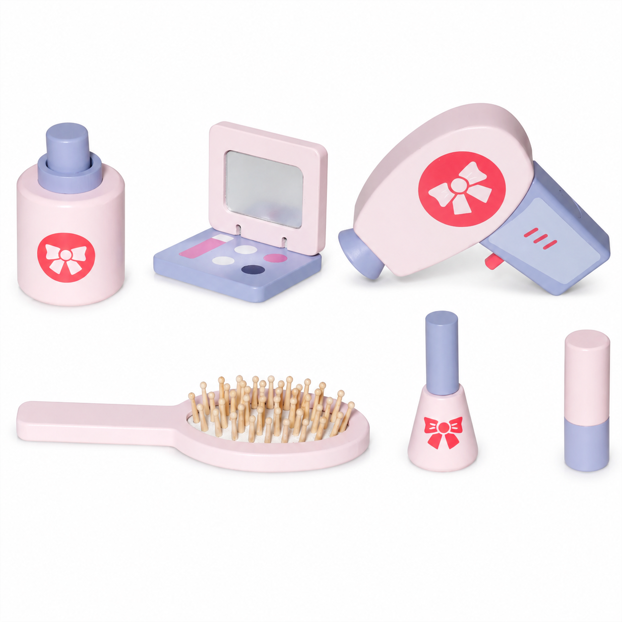 KINDER HOME Dečiji drveni toaletni stočić sa ogledalom i svetlima, roze, 92 cm