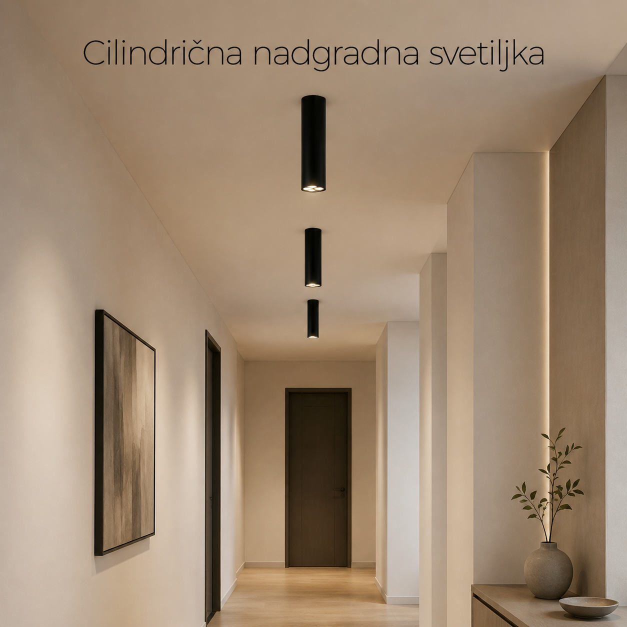 Cilindrična nadgradna svetiljka, 6W, CRNA LUX0170