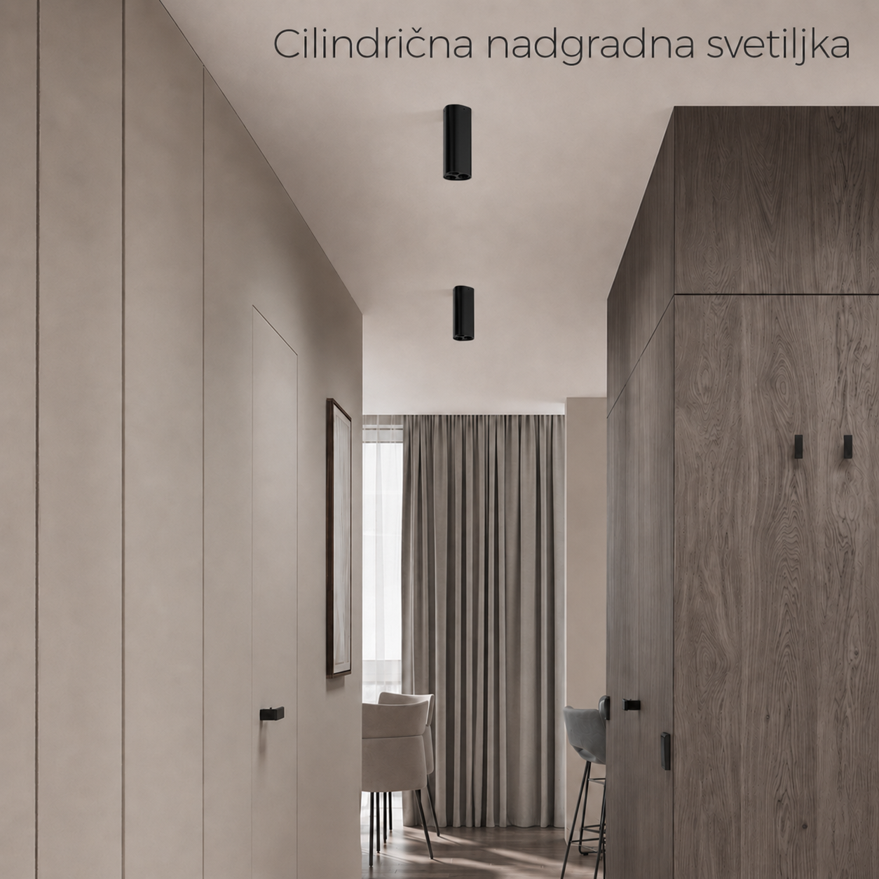 Cilindrična nadgradna svetiljka, 6W, CRNA LUX0165