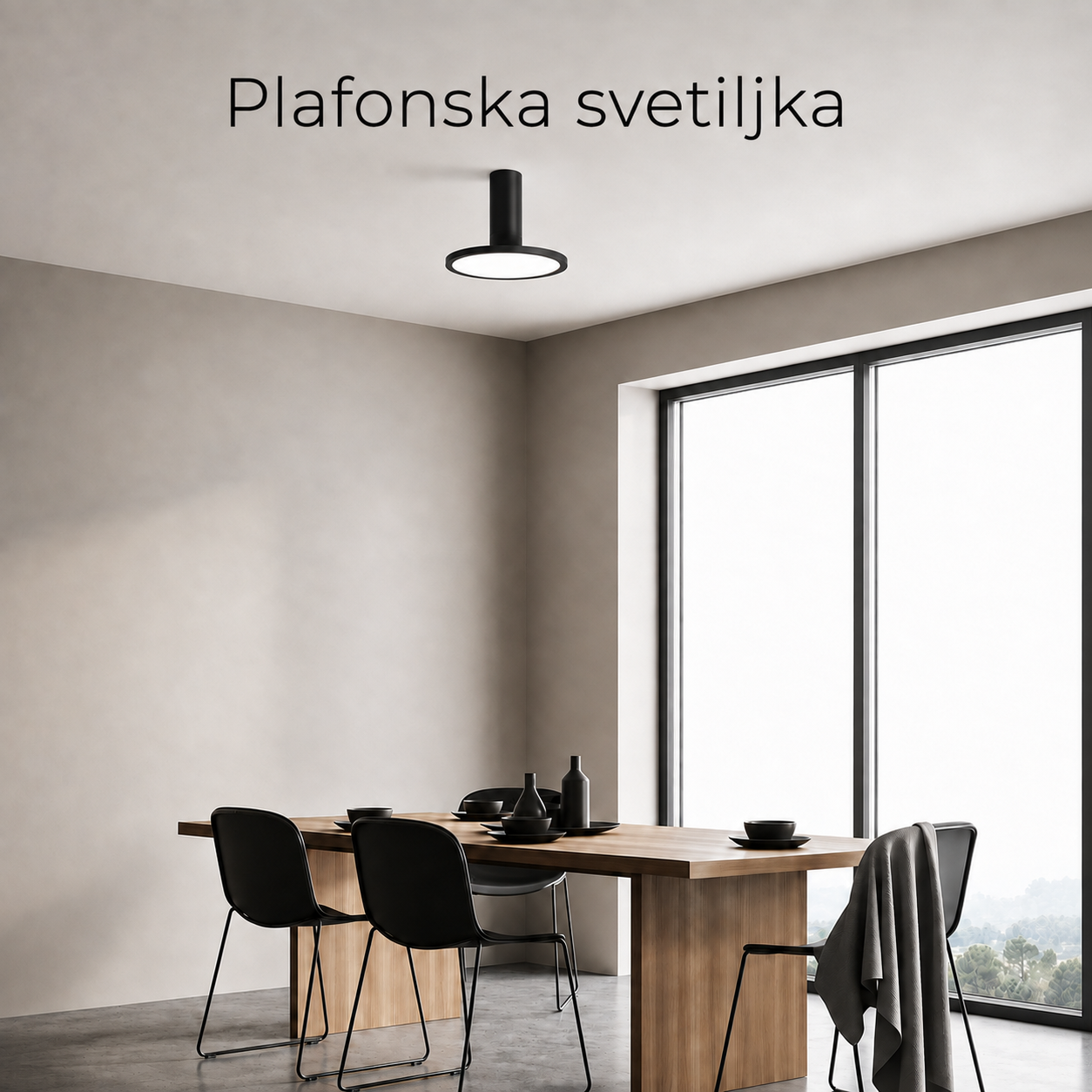 Solvo plafonska svetiljka, 15W, CRNA LUX0184