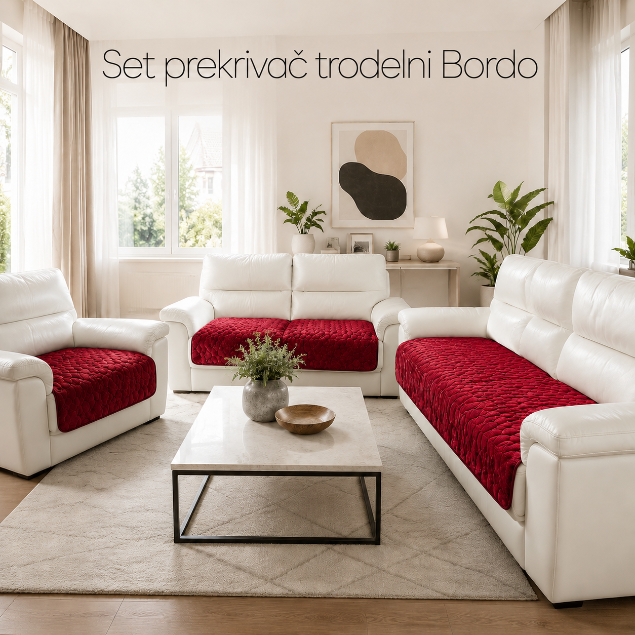 Set prekrivač trodelni Bordo