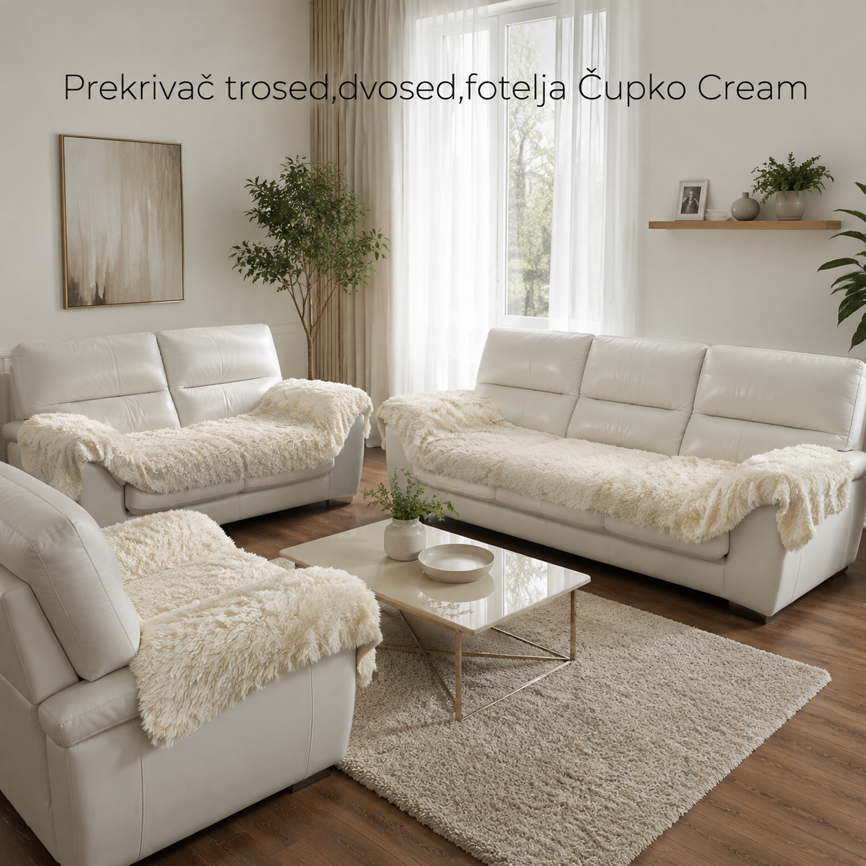 Prekrivač trosed,dvosed,fotelja Čupko Cream
