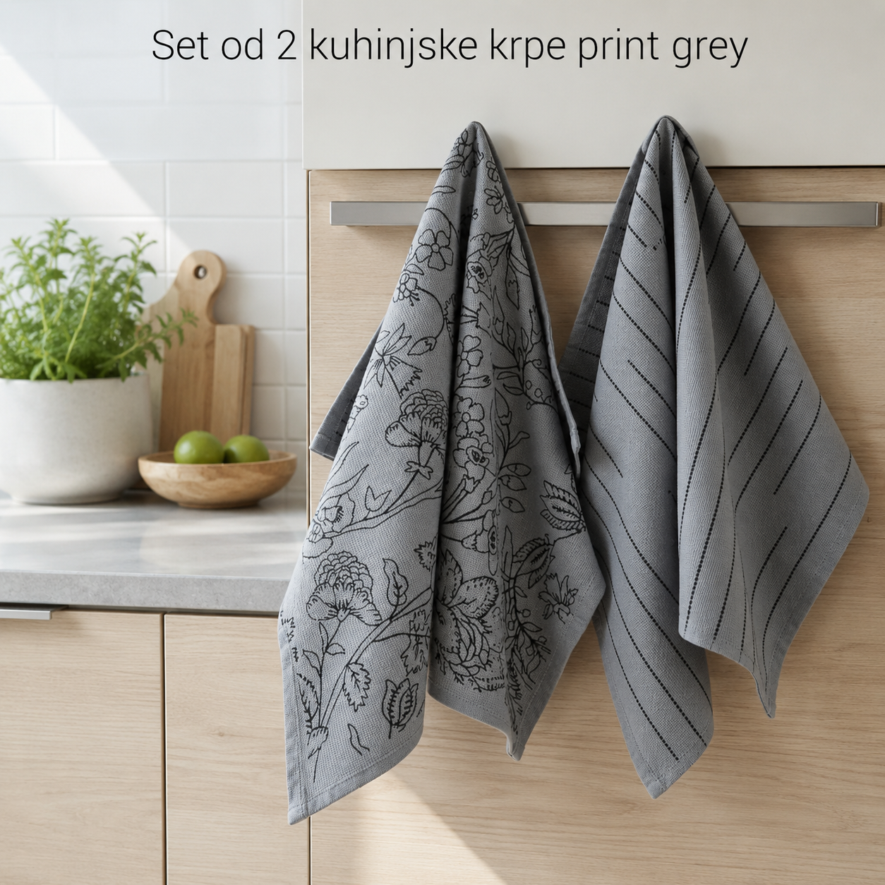 Set od 2 kuhinjske krpe print grey
