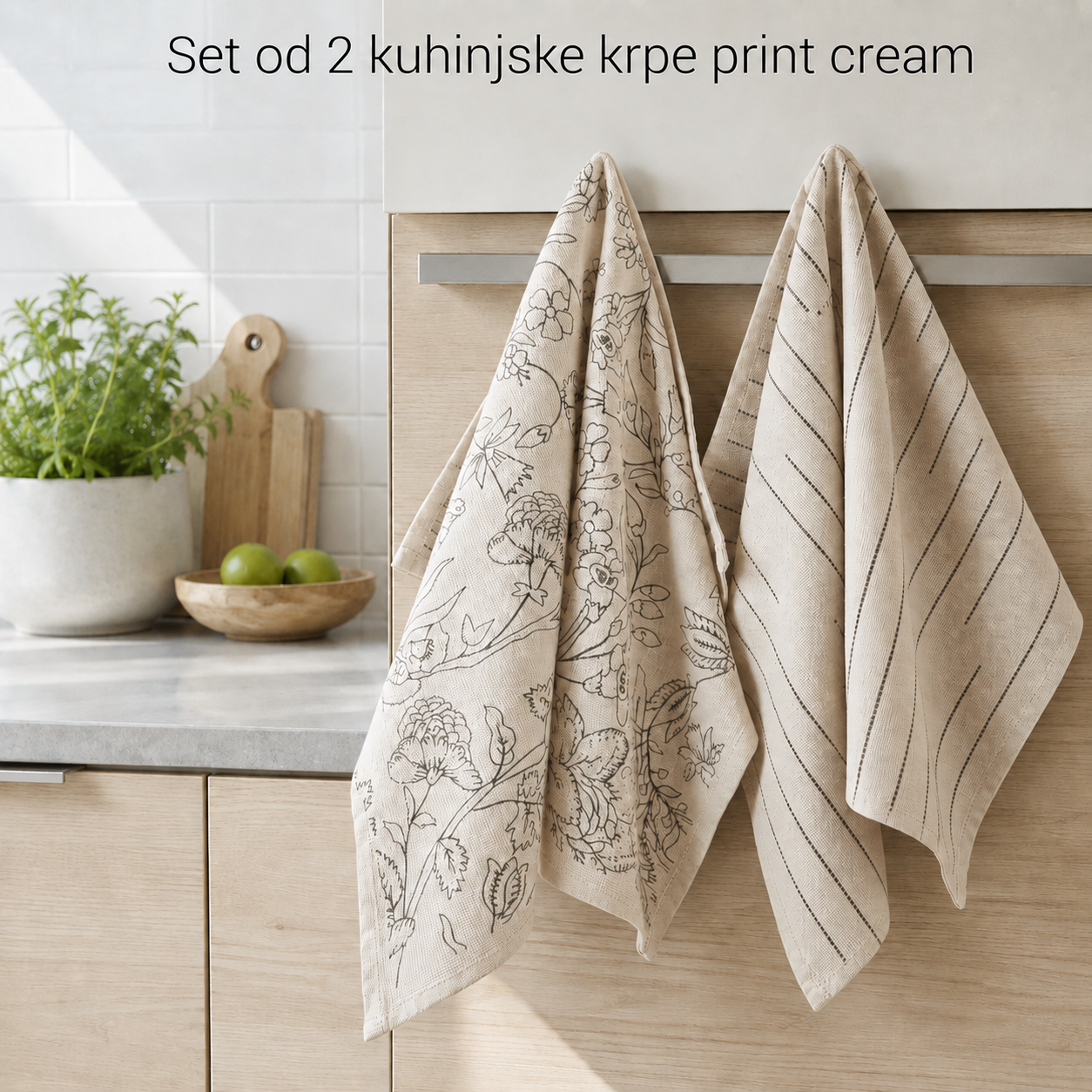 Set od 2 kuhinjske krpe print cream