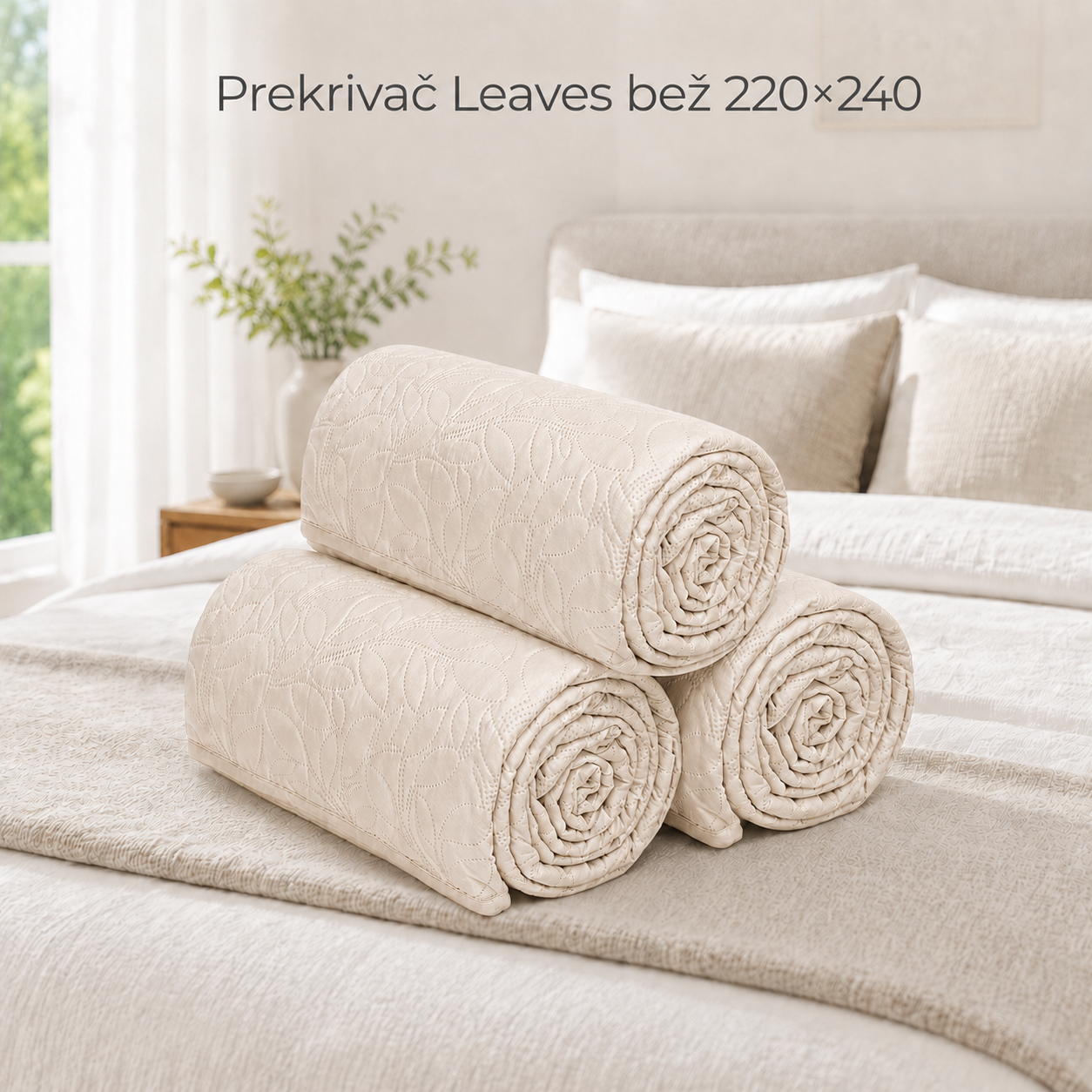 Prekrivač Leaves bež 220×240