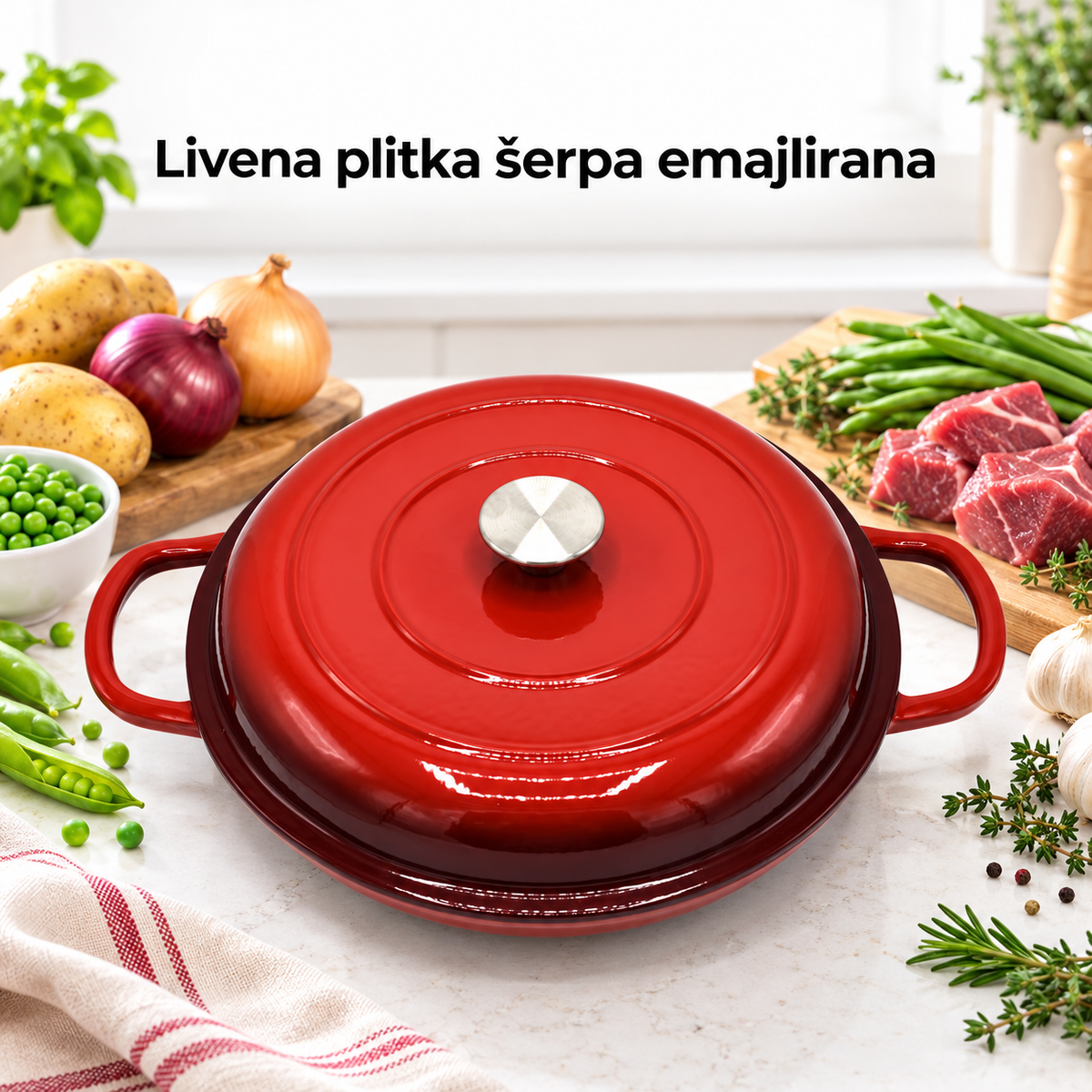 Livena plitka šerpa emajlirana