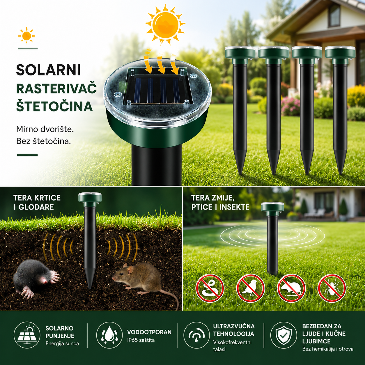 Ultrazvučni solarni rasterivači protiv štetočina
