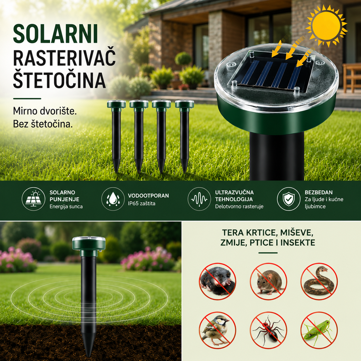 Ultrazvučni solarni rasterivači protiv štetočina