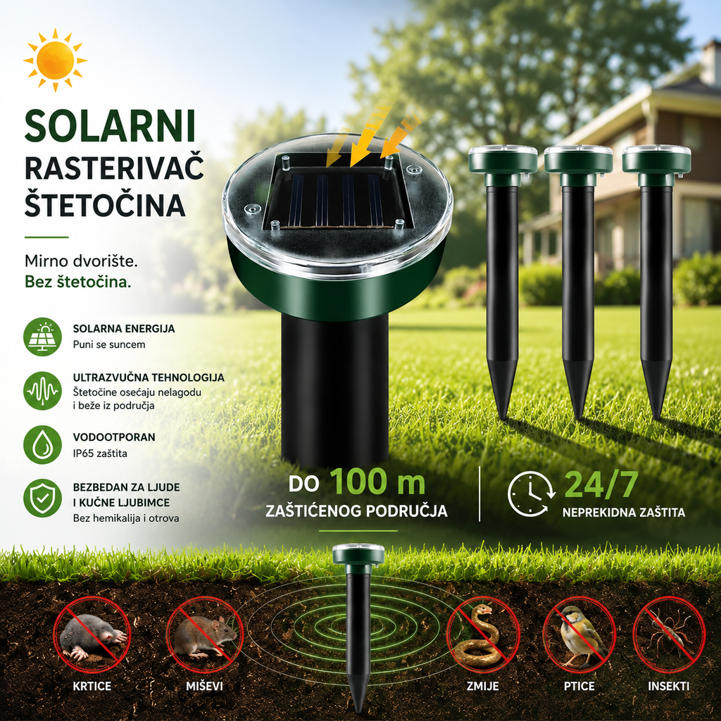 Ultrazvučni solarni rasterivači protiv štetočina