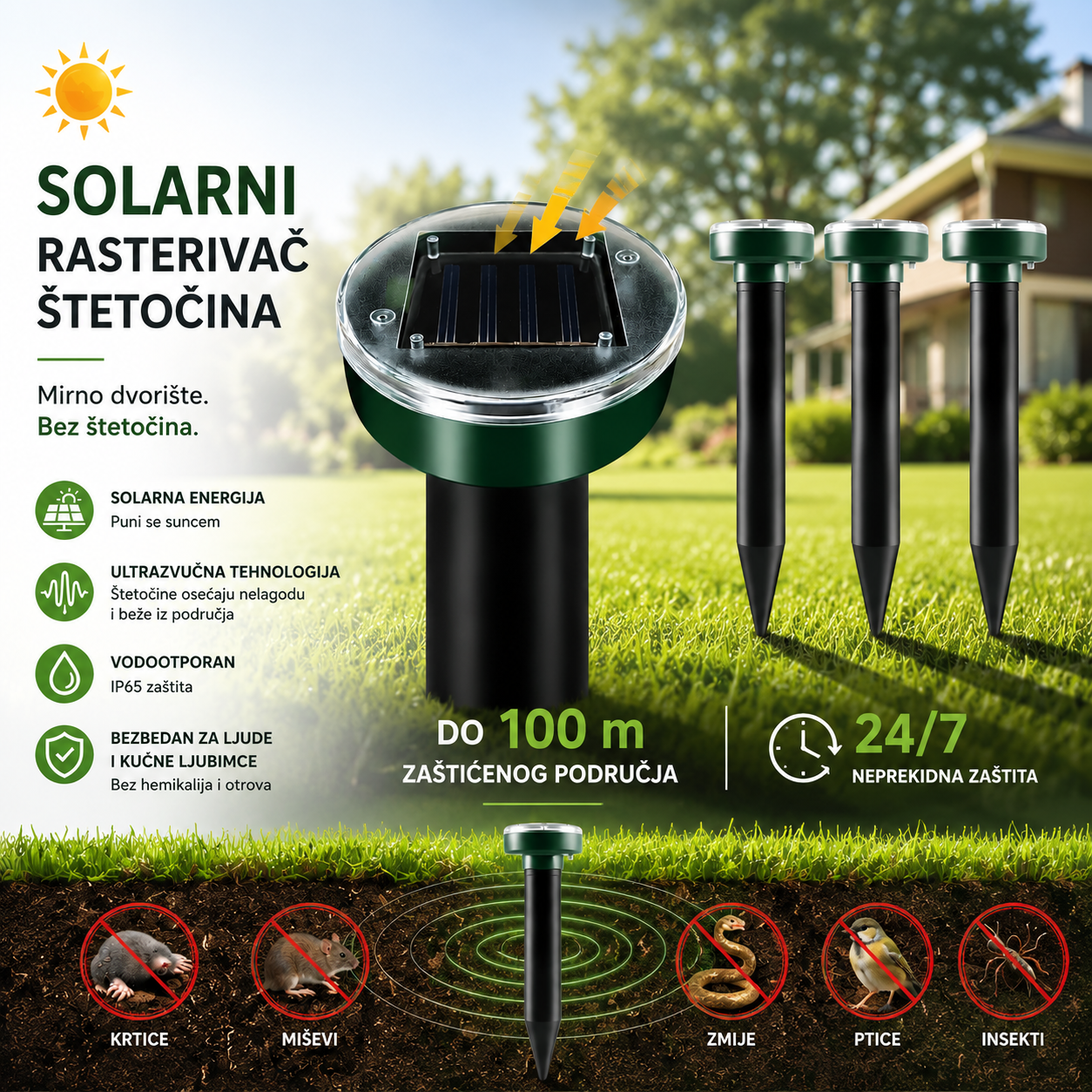 Ultrazvučni solarni rasterivači protiv štetočina