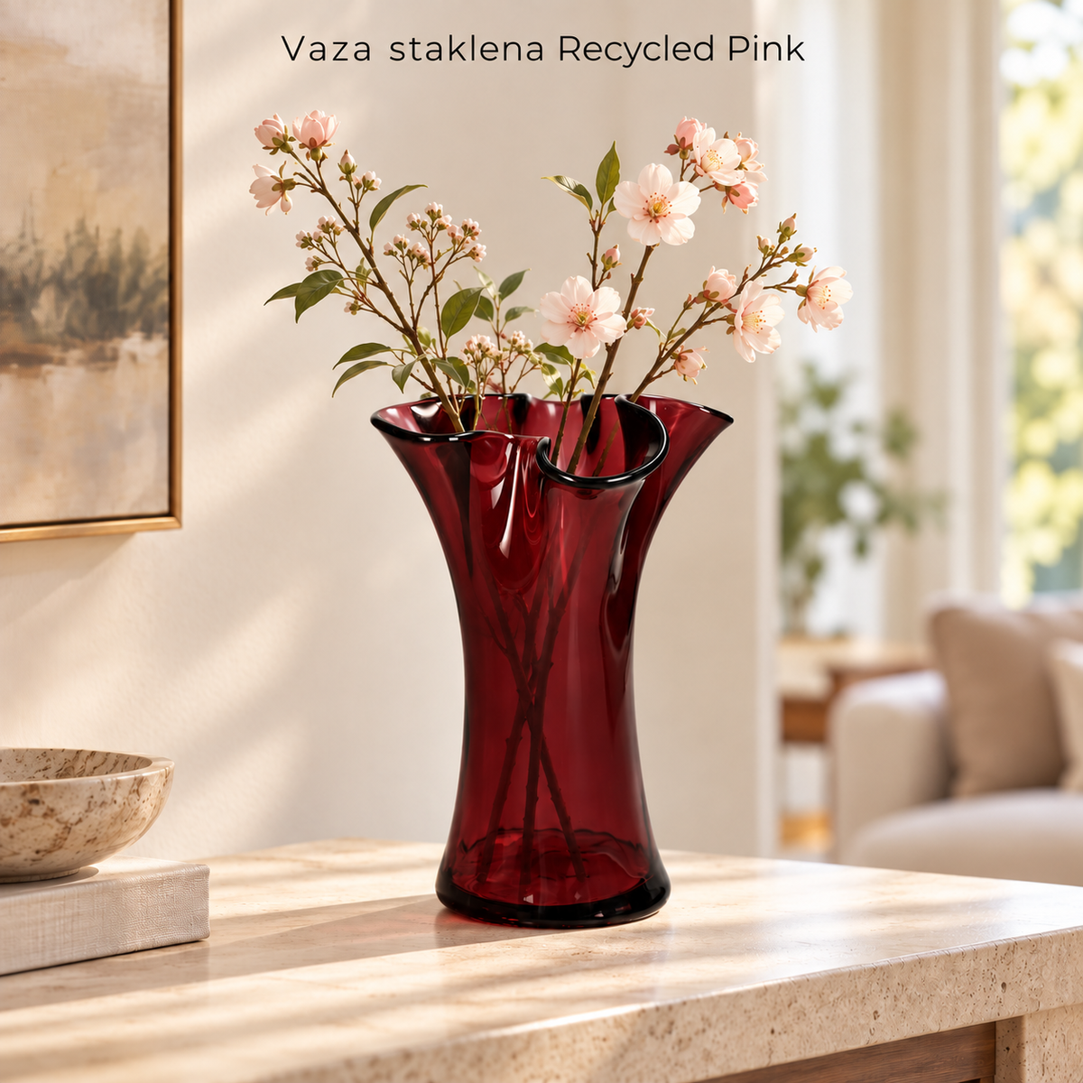 Vaza staklena Recycled Pink