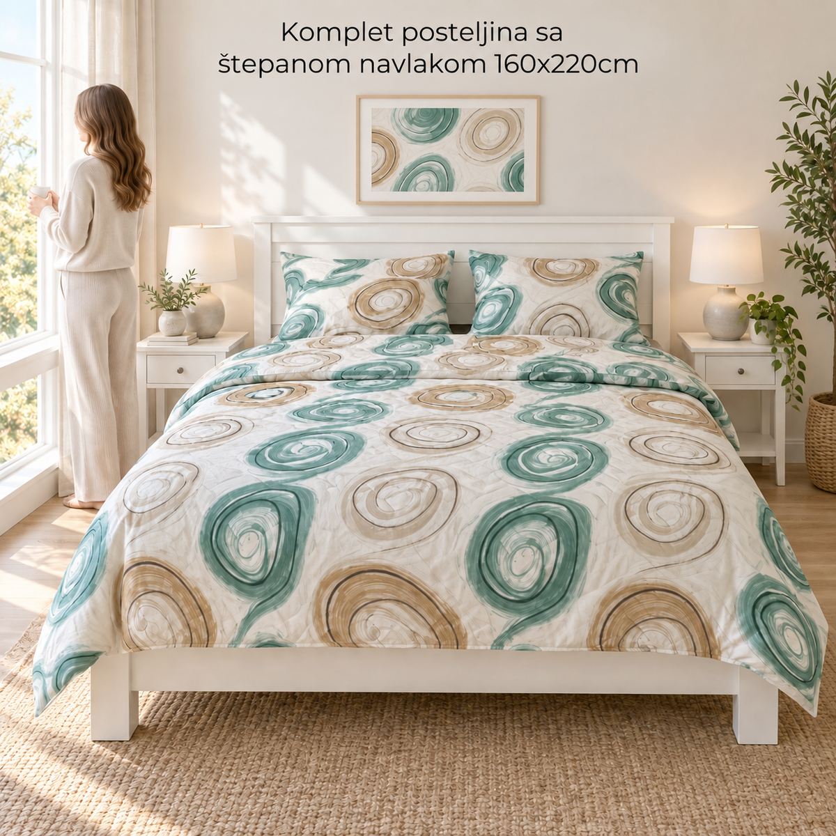 Komplet posteljina sa štepanom navlakom 160x220cm