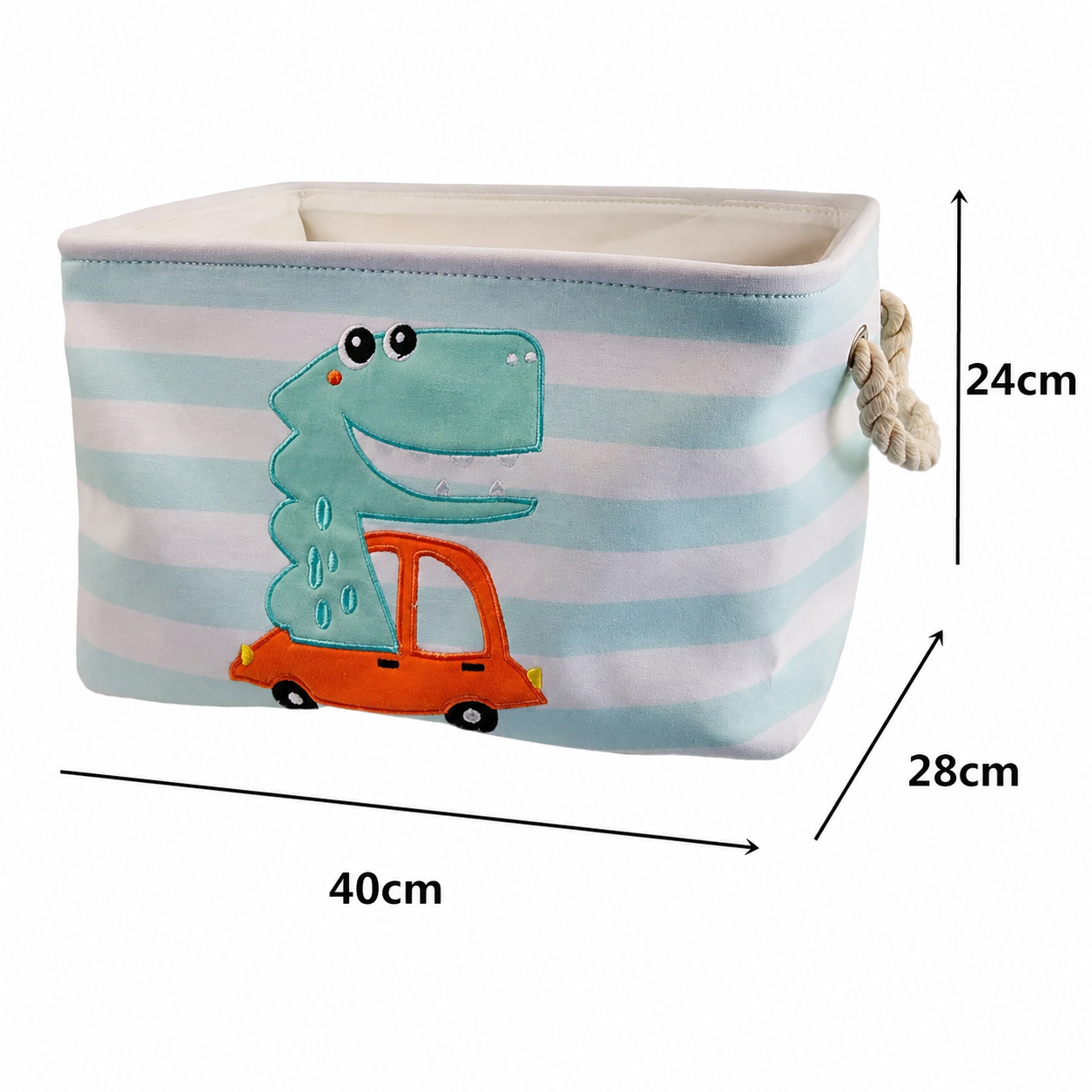 KINDER HOME Kutija za odlaganje igračaka, odeće, kozmetike, sklopiva, sa pogodnim ručkama, za dečiju sobu, spavaću sobu, dnevnu sobu - Dinosaurus