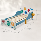 KINDER HOME Dečiji drveni krevet sa zaštitom od pada, ram dušeka od letvica 140/70 cm, udobno postolje - MONSTER