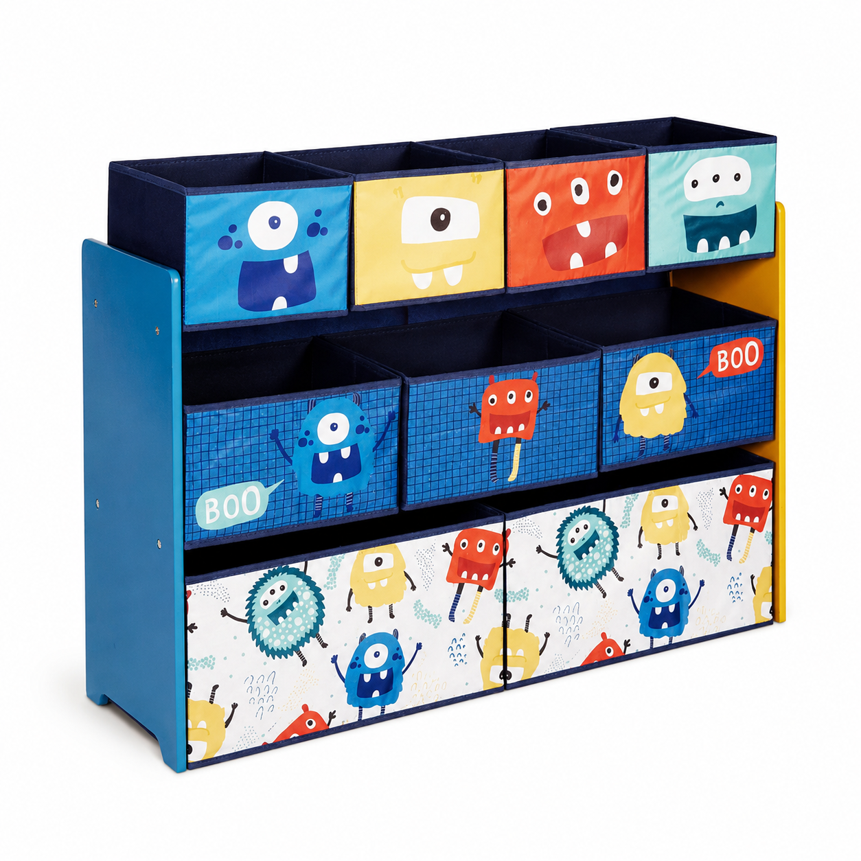 KINDER HOME Organizator dečijih igračaka, polica, delovi sa 9 kutija za odlaganje tekstila - Monster