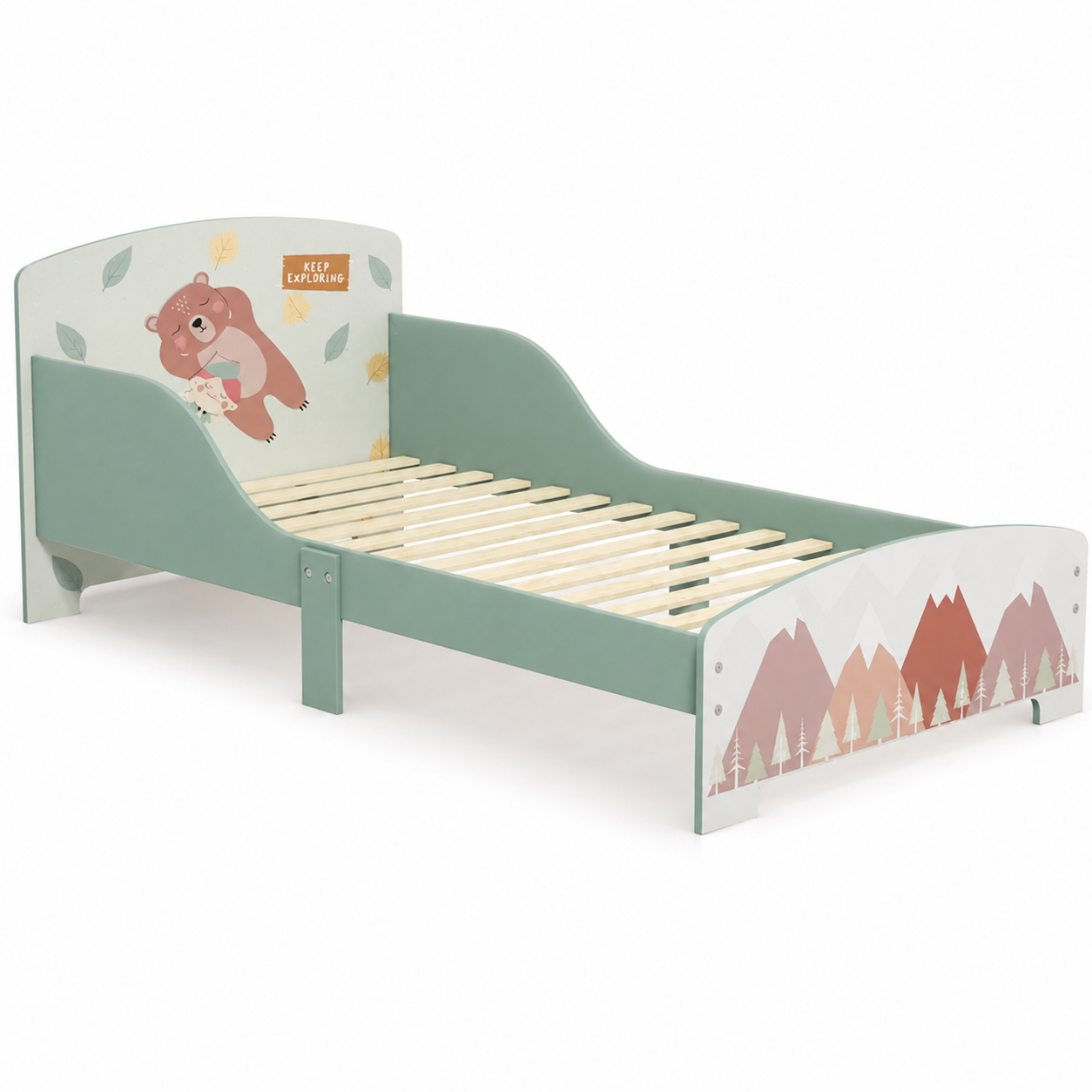 KINDER HOME Dečiji krevet, Zaštita od pada, Drveni, Okvir dušeka 70k140 cm, ŠUMA