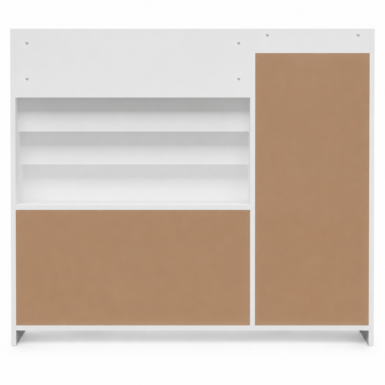 KINDER HOME Dečiji organizator, polica za knjige sa policama za igračke i knjige, 3 tekstilne kutije, drveni, beli, 92x30x80 cm, Montesori