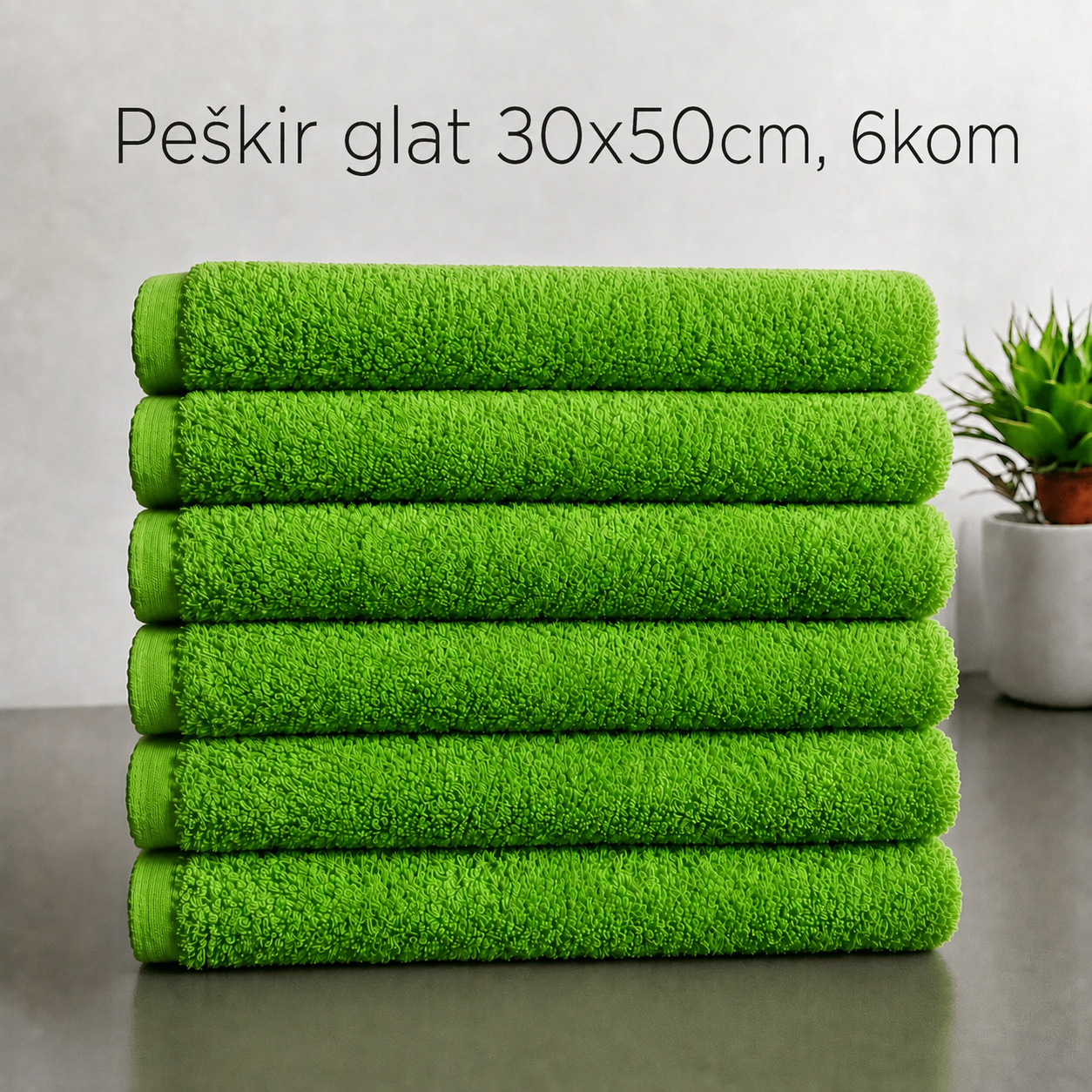Peškir glat 30x50cm, 6kom, 400g/m2 Zeleni