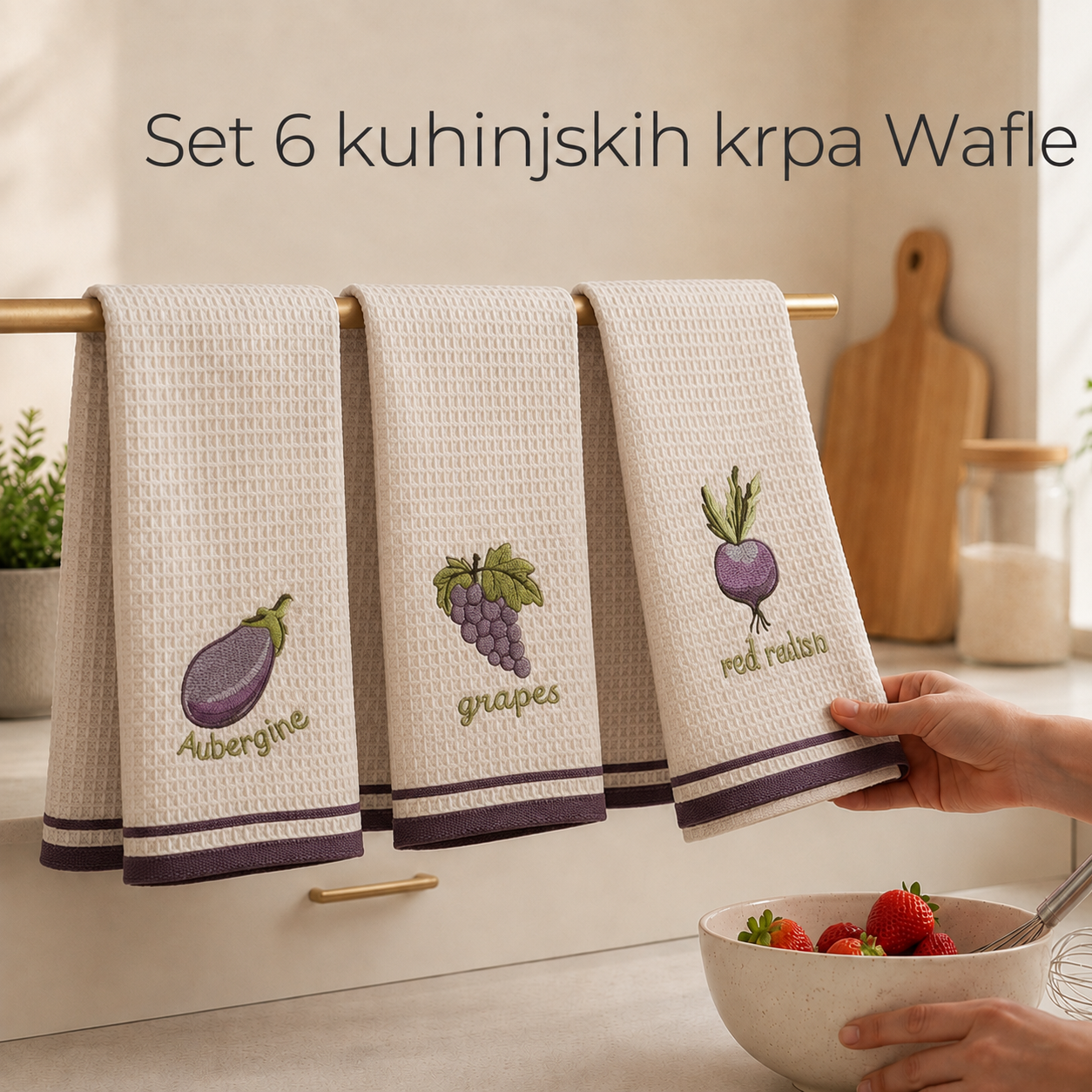 Set 6 kuhinjskih krpa Wafle