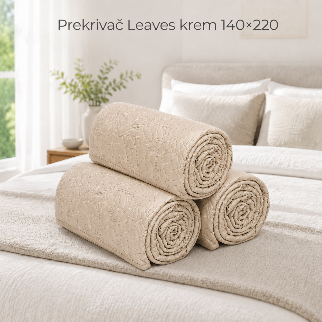 Prekrivač Leaves siva 140×220