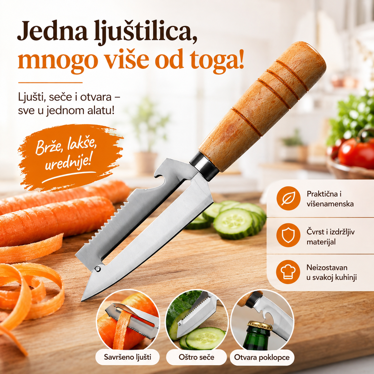 Multifunkcionalna kuhinjska ljuštilica 3u1