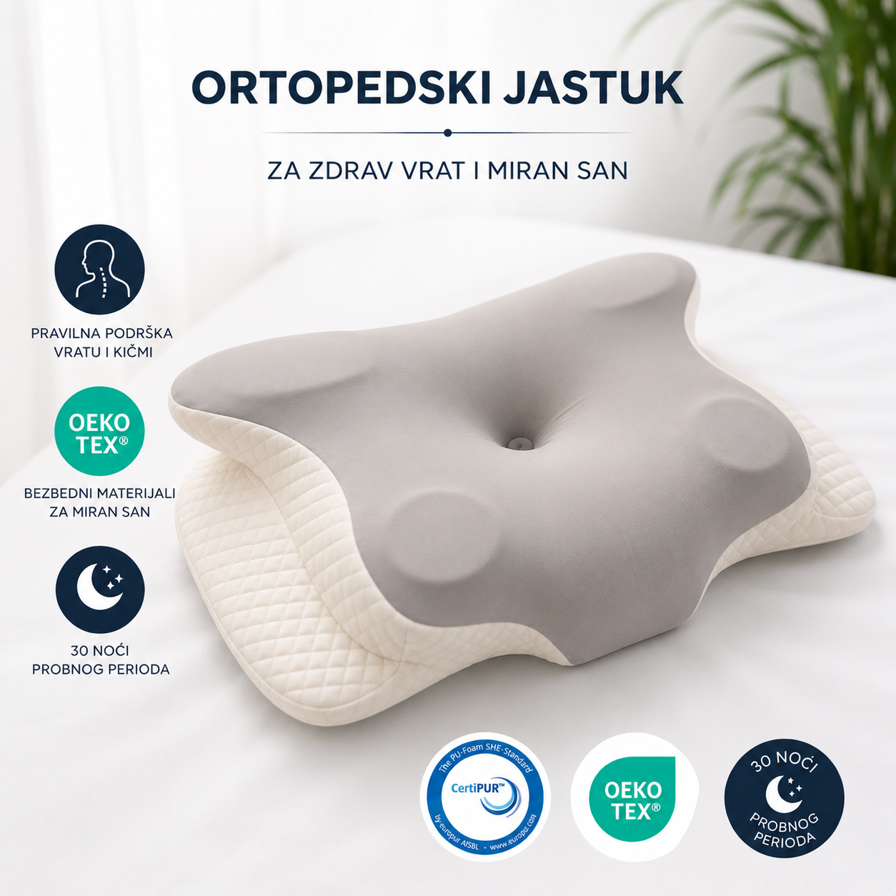 Orthopedic memory foam pillow