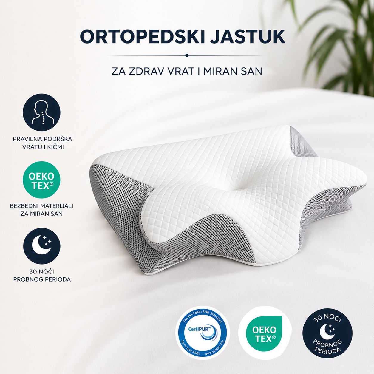 Orthopedic memory foam pillow