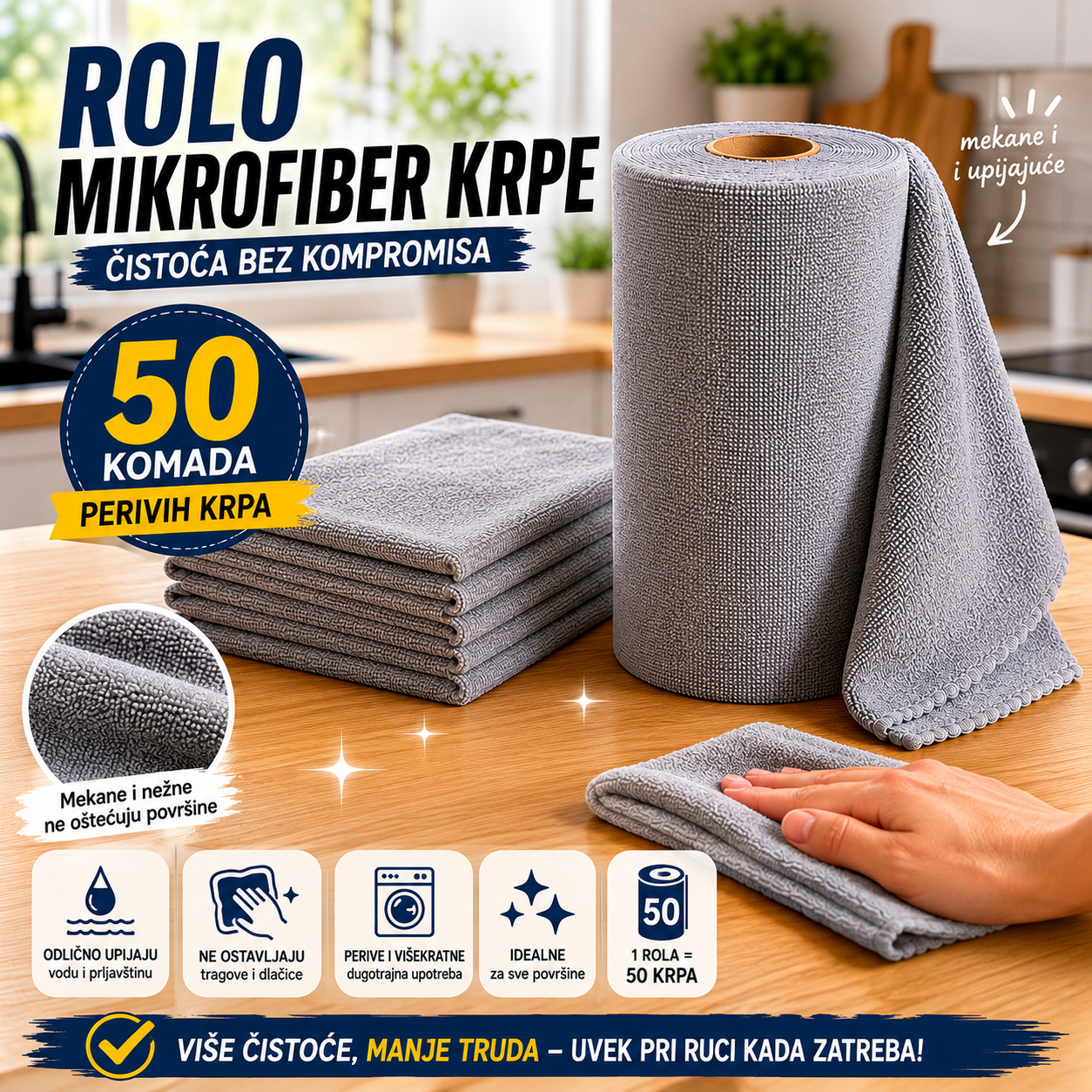 Rolo mikrofiber krpe - Set od 50 komada