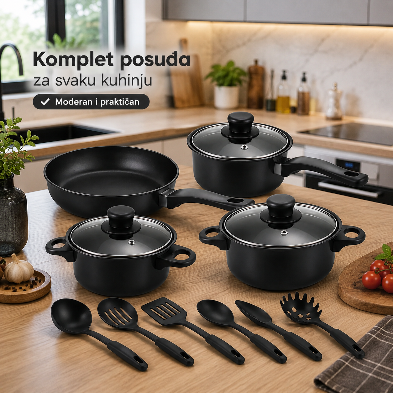 Kitchen pots set - 13-piece set