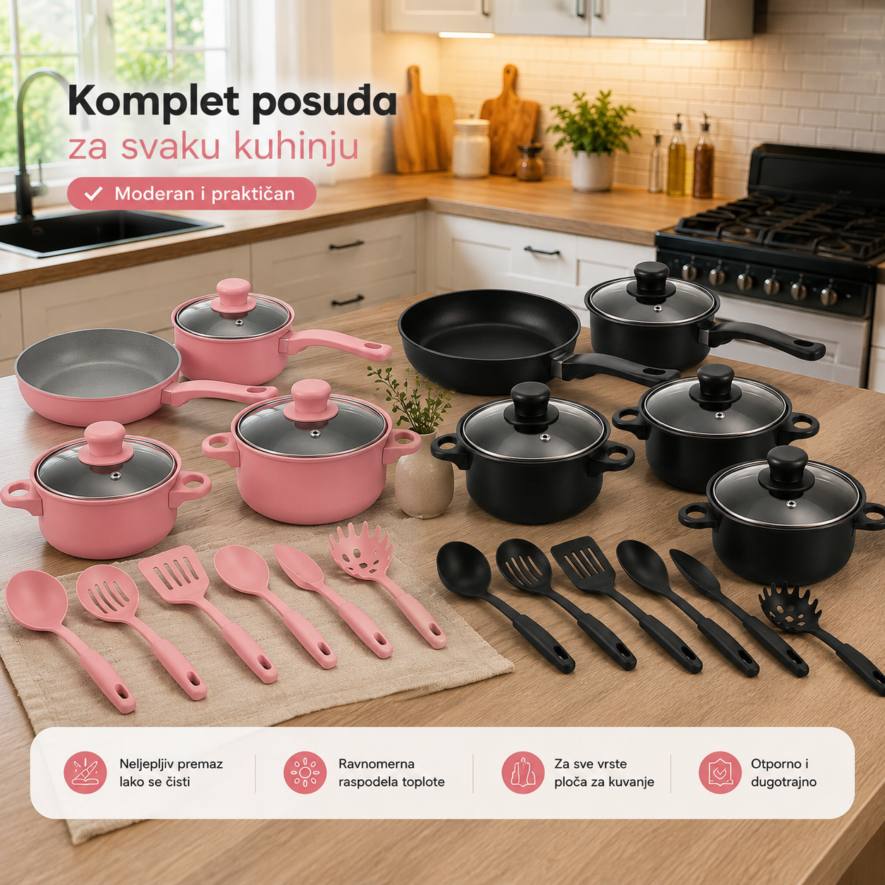 Kitchen pots set - 13-piece set