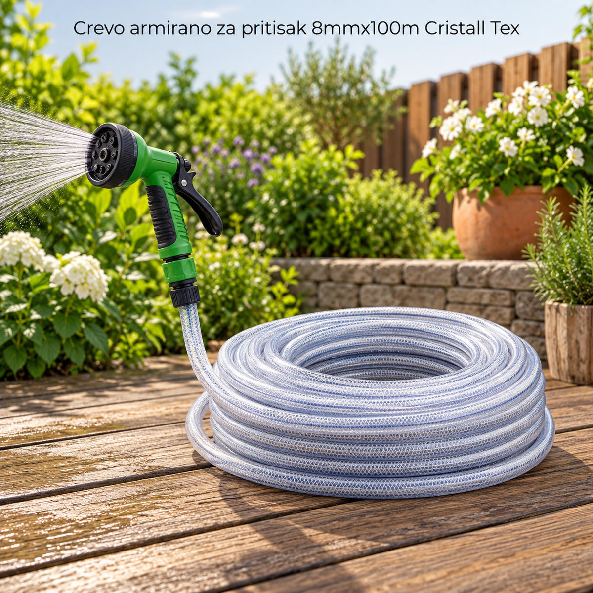 Crevo armirano za pritisak 8mmx100m Cristall Tex
