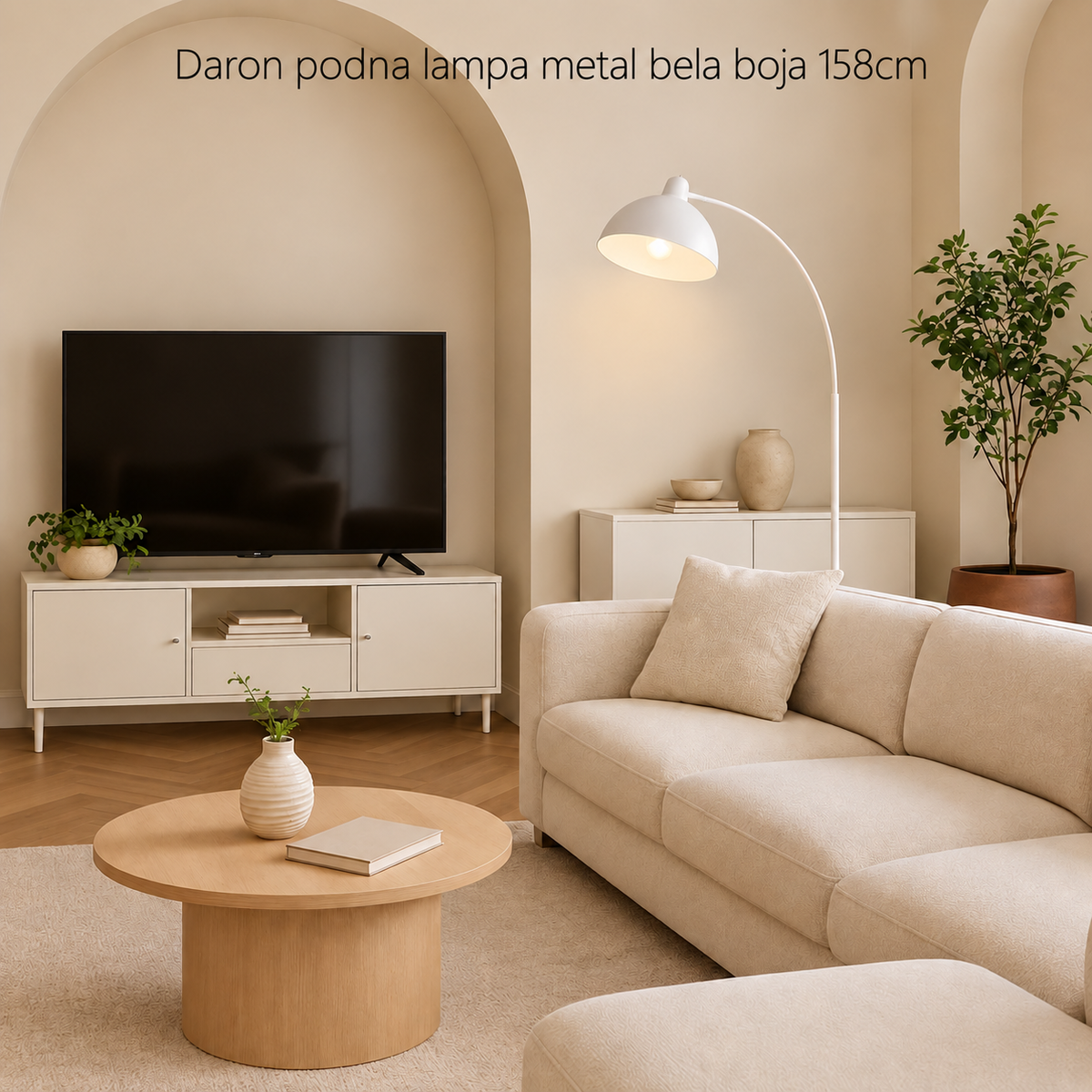 Daron podna lampa metal bela boja E27 158cm