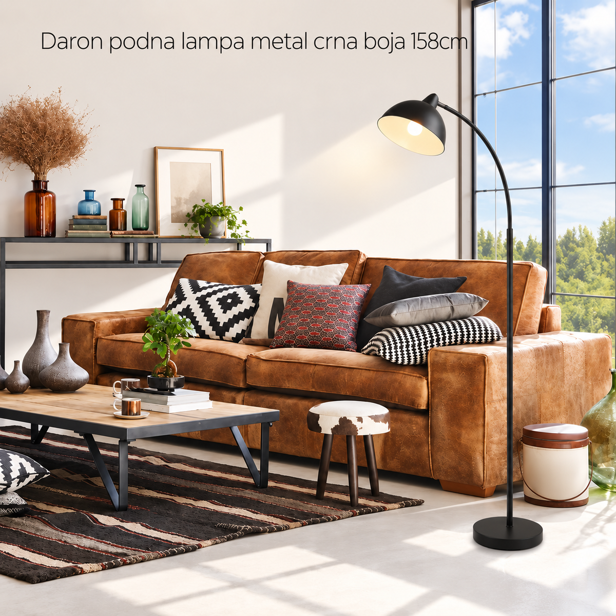 Daron podna lampa metal crna boja E27 158cm