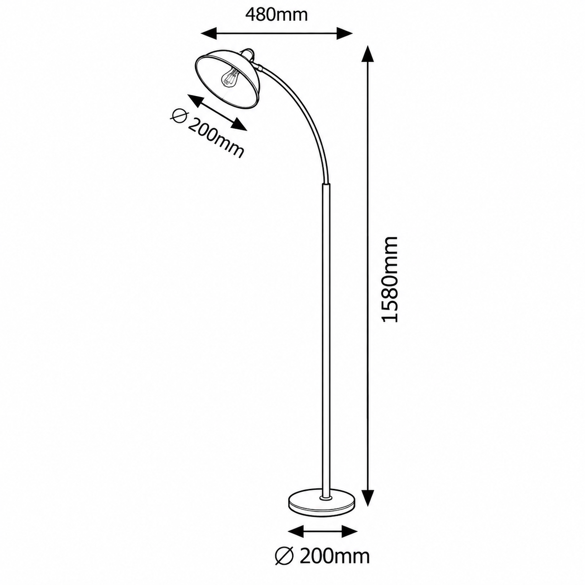 Daron podna lampa metal crna boja E27 158cm