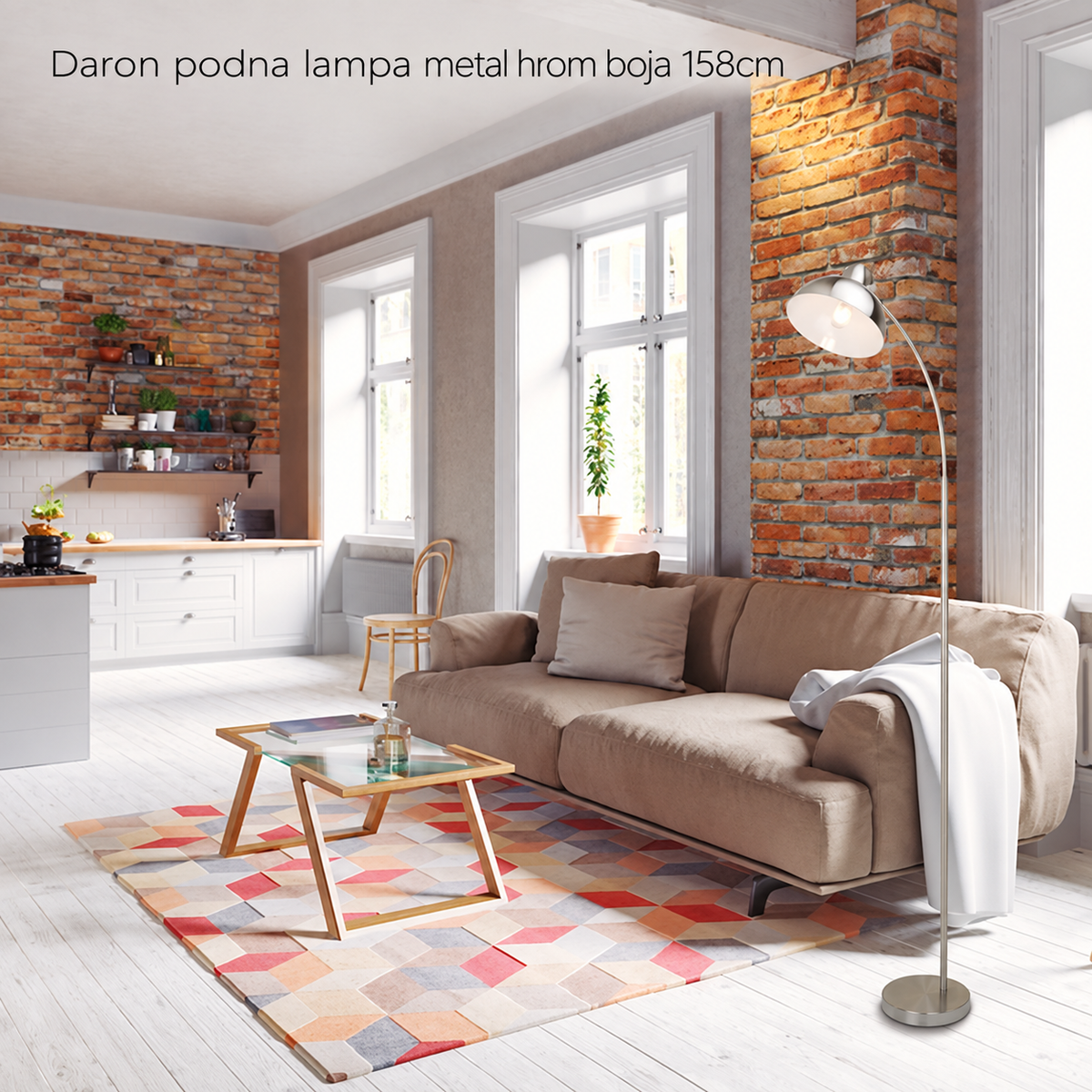 Daron podna lampa metal hrom boja E27 158cm