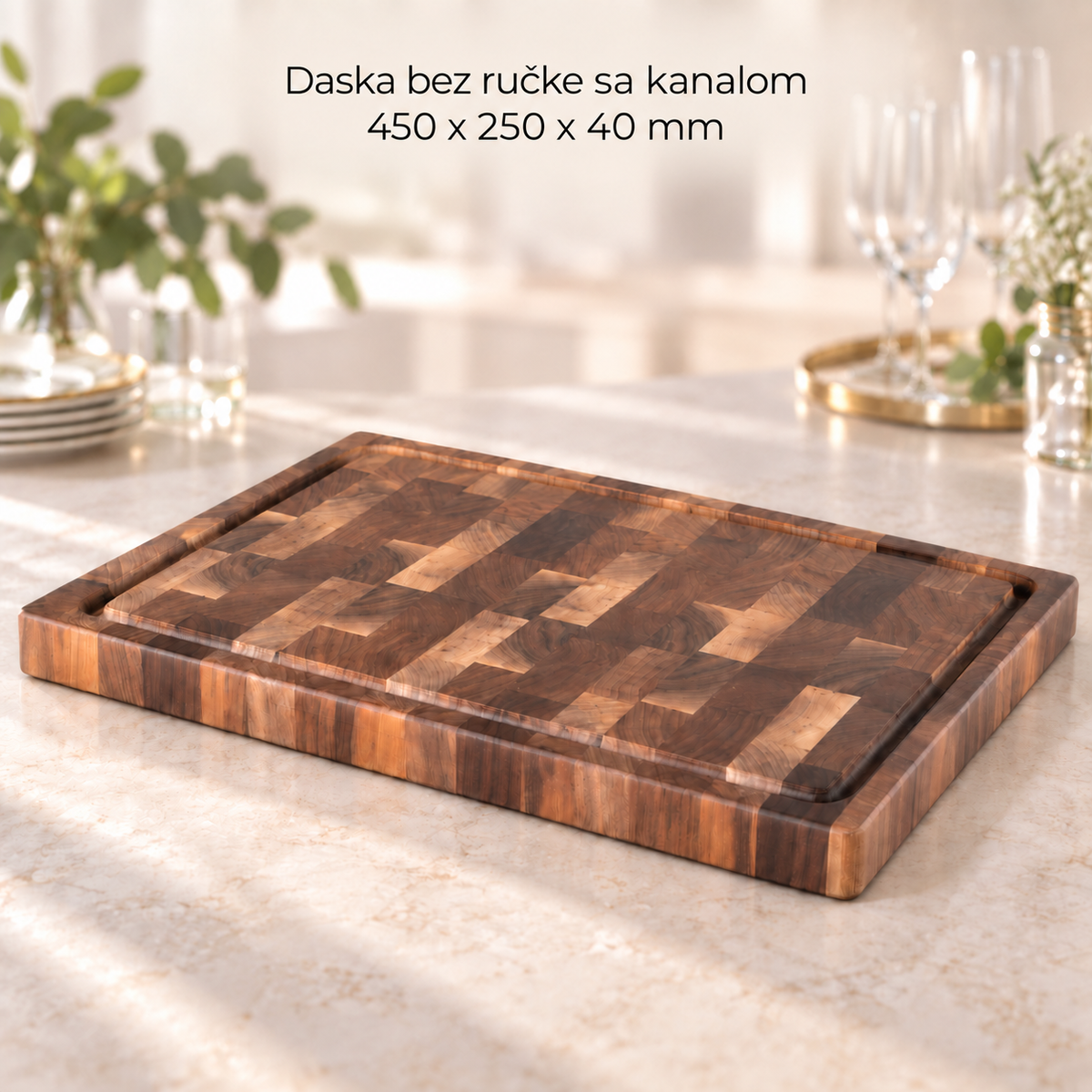 Daska bez ručke sa kanalom 450 x 250 x 40 mm
