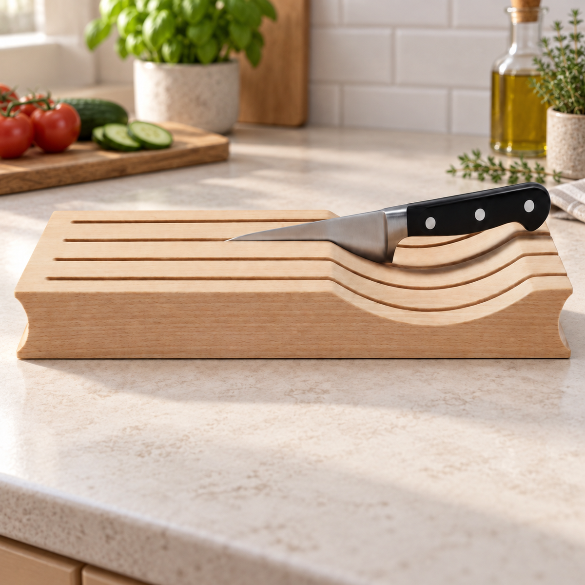 Daska za odlaganje 4 noža  390 x 130 x 30 mm