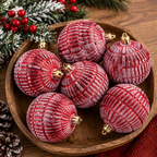 Dekorisane kugle za jelku set 6kom   8cm crvene  50678