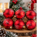 Dekorisane kugle za jelku set 6kom  8cm crvene 50685