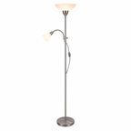 Diana podna lampa sa čitačem E27+E14 brušeni hrom/bela